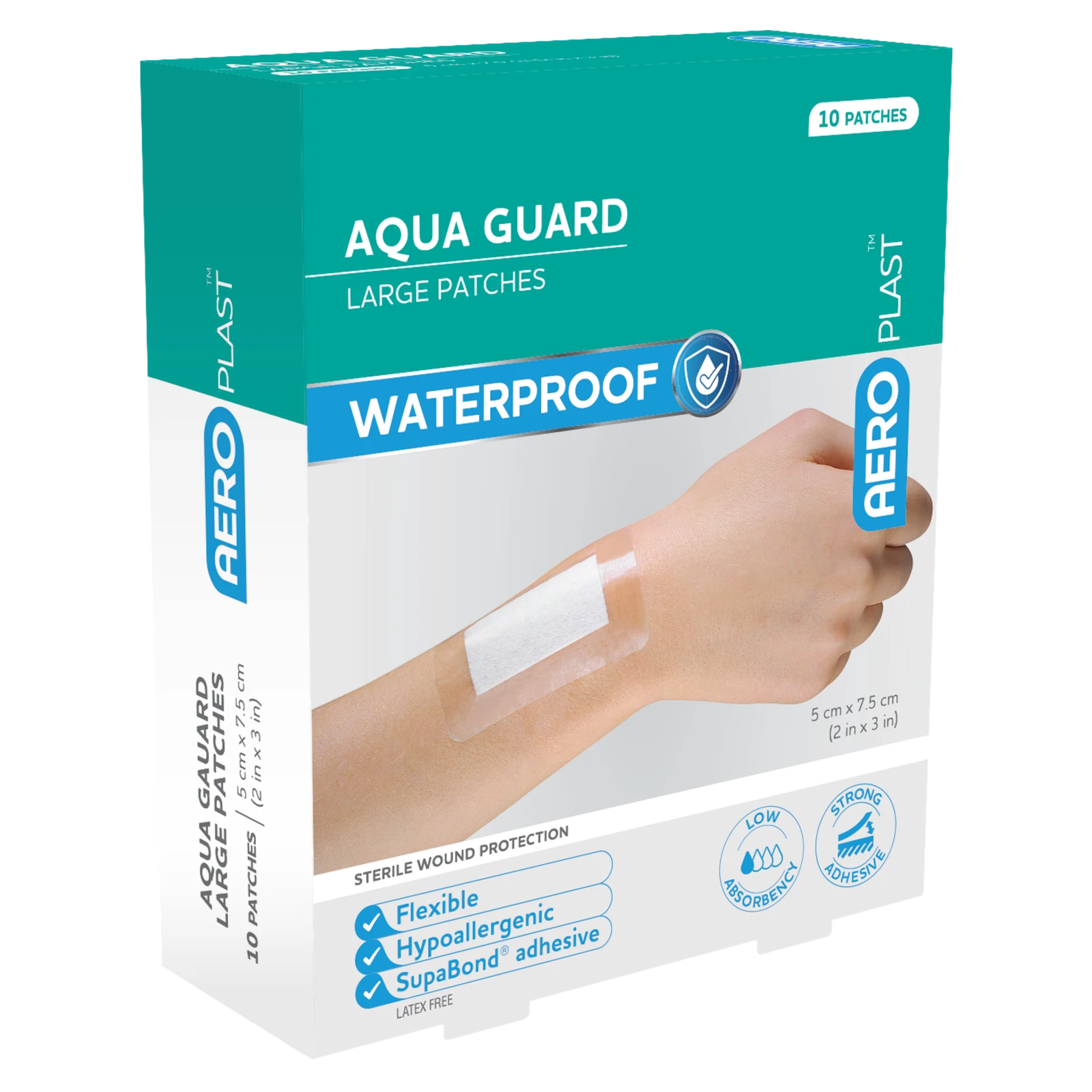 AEROPLAST AquaGuard Large Patch 7.5 x 5cm Box/10