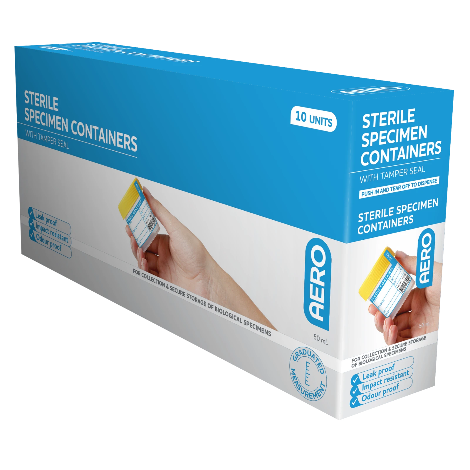 AeroSupplies Sterile Specimen Jar 50mL Box/10