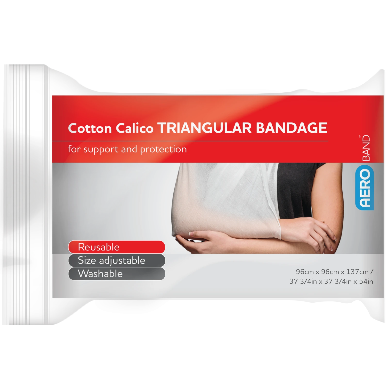 AEROBAND Cotton Calico Triangular Bandage 96 x 96 x 137cm Bag/10
