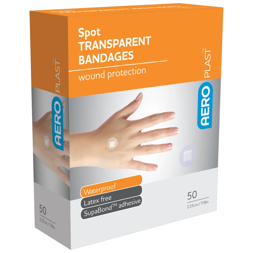 AEROPLAST Transparent Spot Dressings 2.25 x 2.25cm Box/50