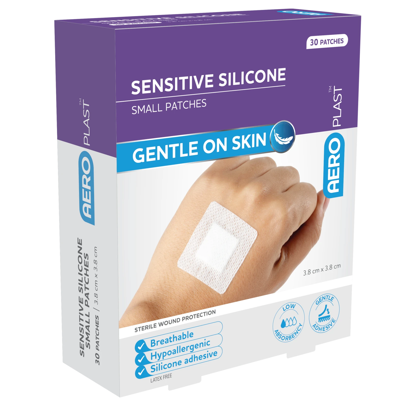 AEROPLAST Sensitive Silicone Small Patches 3.8 x 3.8 cm 30pk