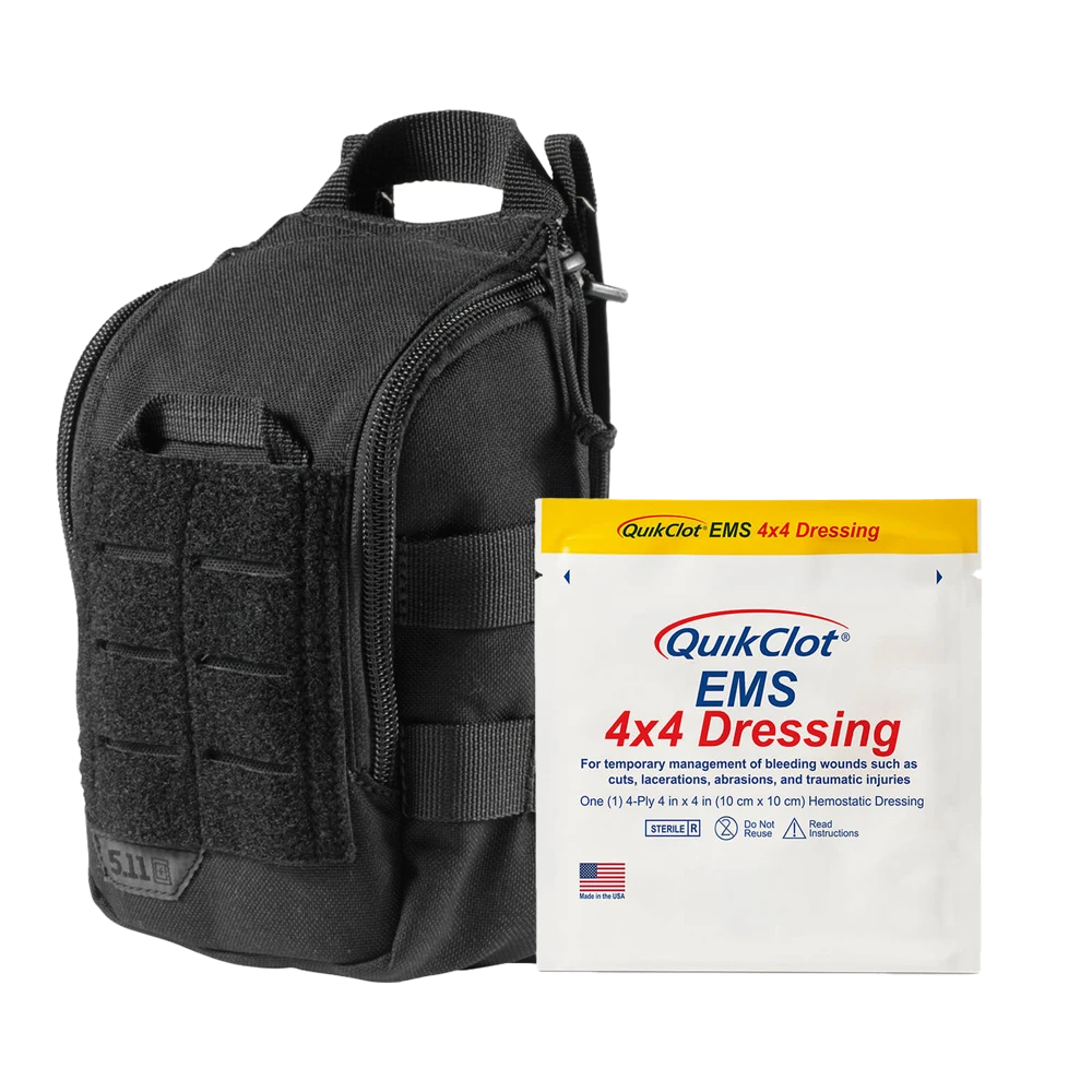 RAPIDSTOP Medium Bleed Control with QUIKCLOT EMS Dressing- Tactical 13 x 18 x 8cm