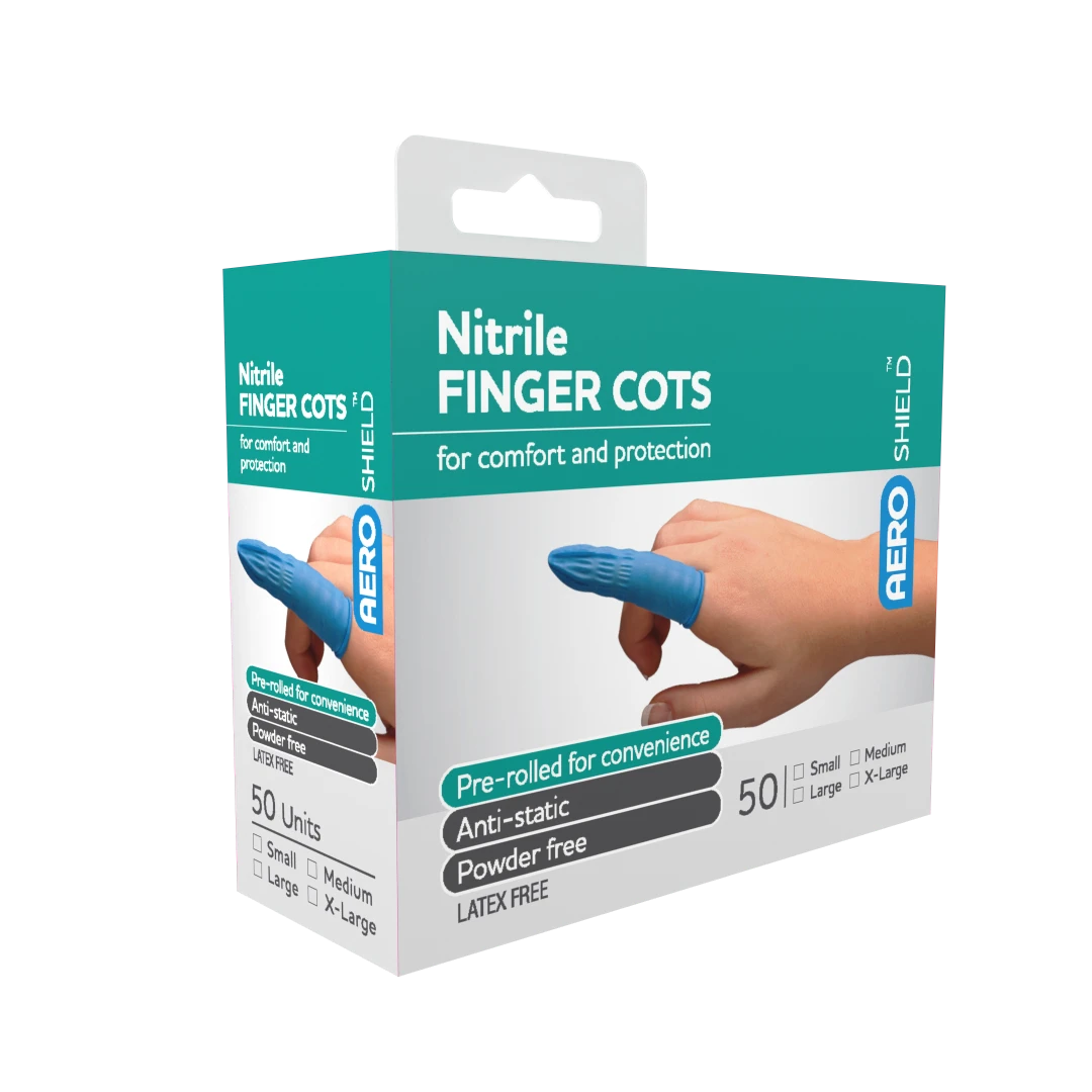 AEROSHIELD Large Nitrile Finger Cots Box/50