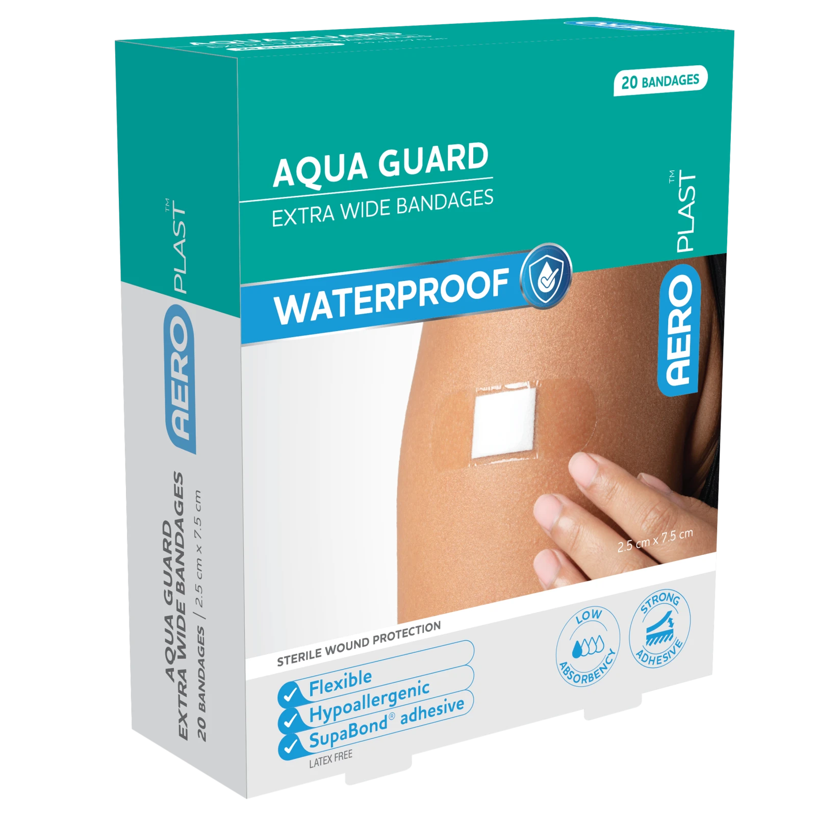 AEROPLAST AquaGuard Extra-Wide Strip Waterproof 20pk Box/20