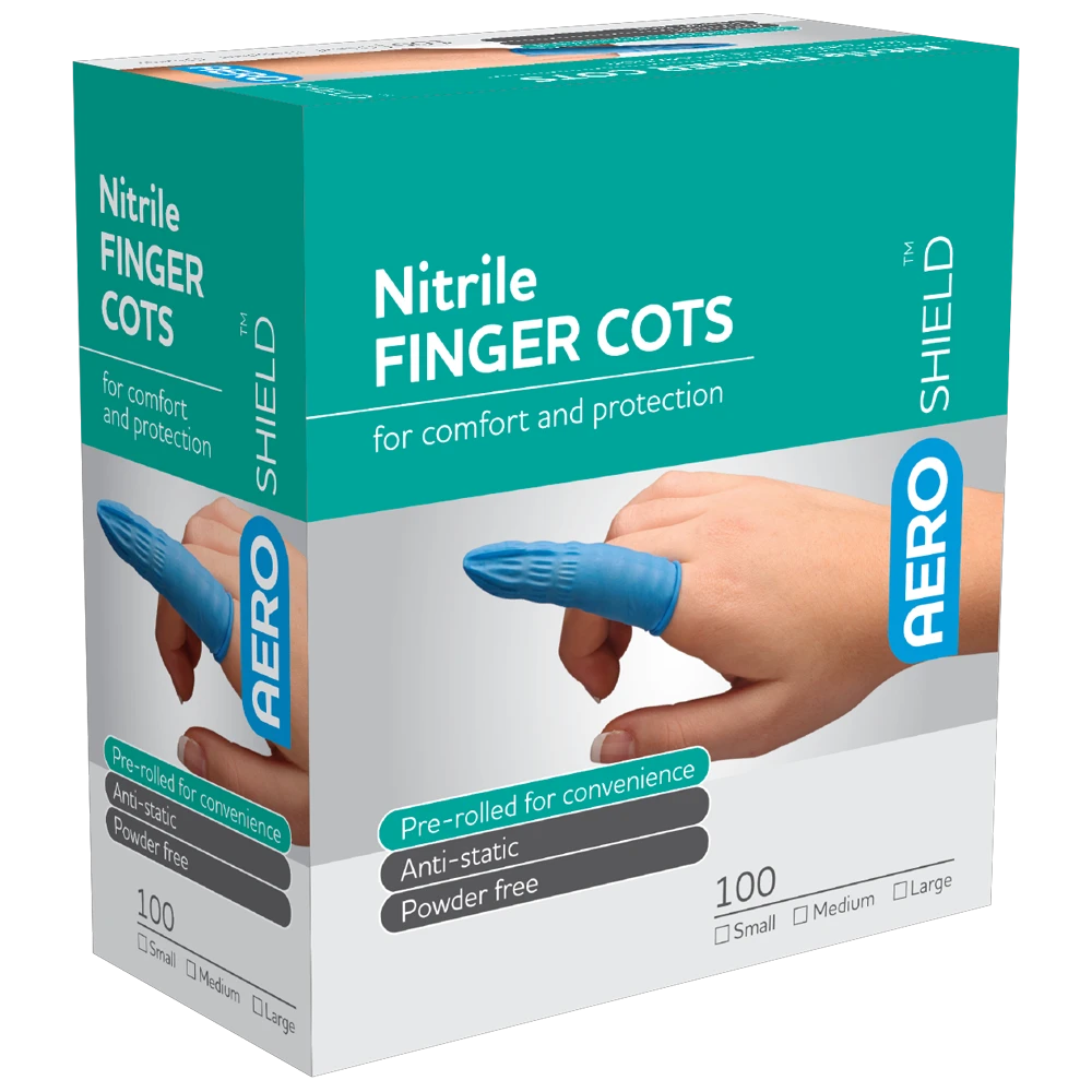 AEROSHIELD Small Nitrile Finger Cots Box/100