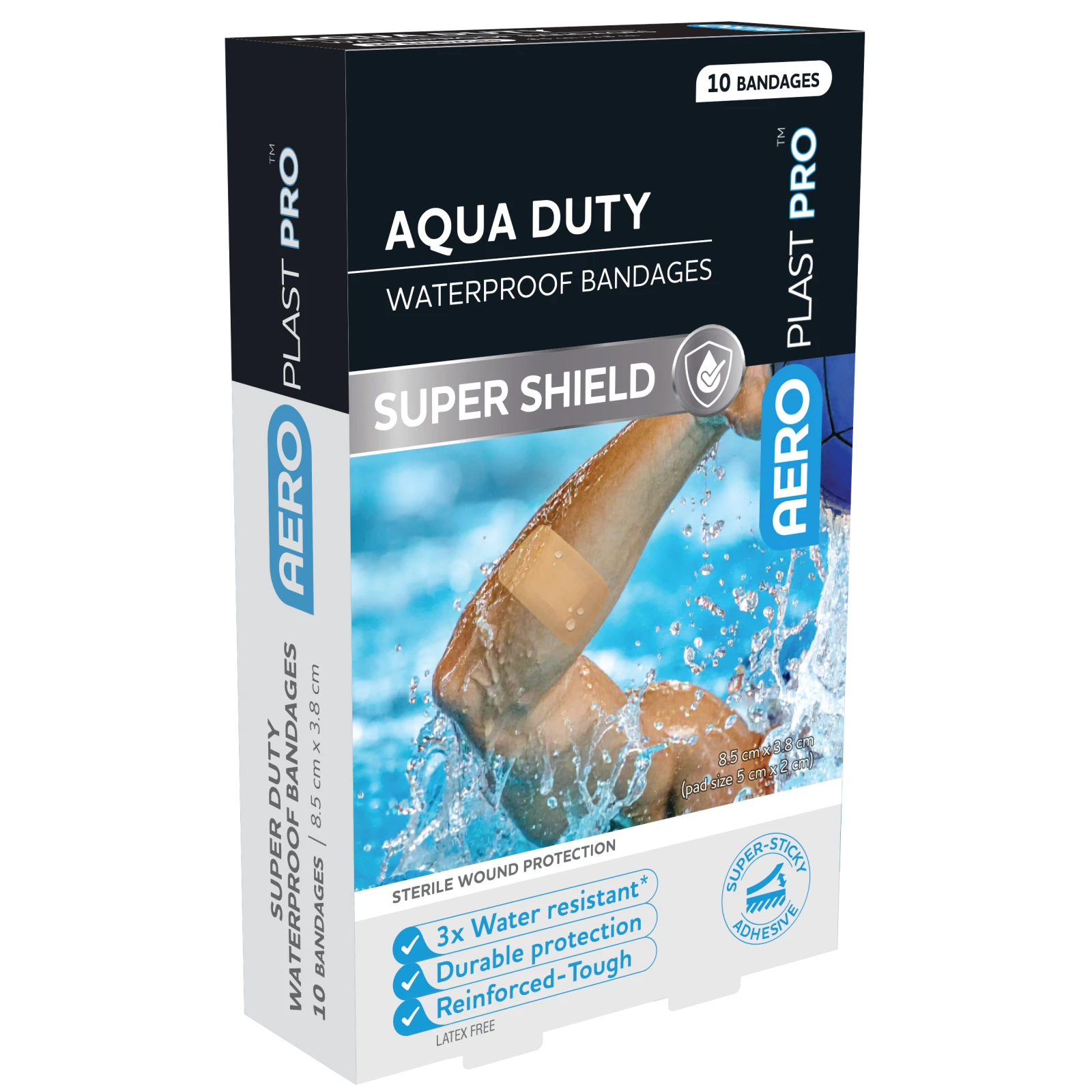 Aeroplast Aqua Duty Waterproof Bandages 8.5 x 3.8cm 10pk