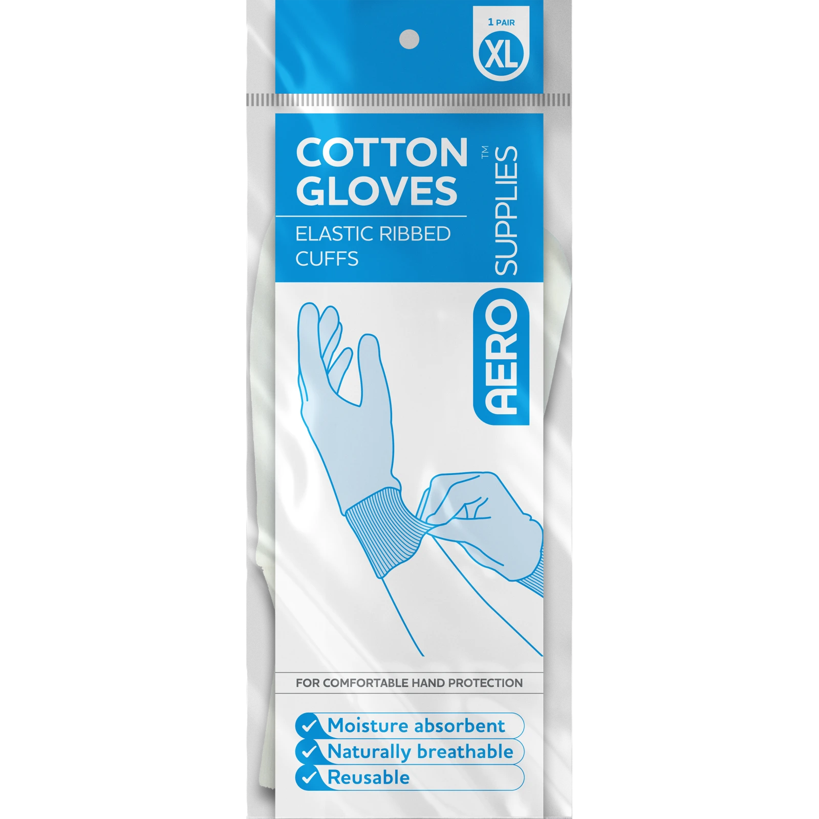 AeroSupplies X-Large Cotton Gloves Pair