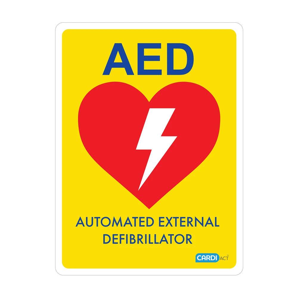 CARDIACT Yellow Poly AED Sign 22.5 x 30cm