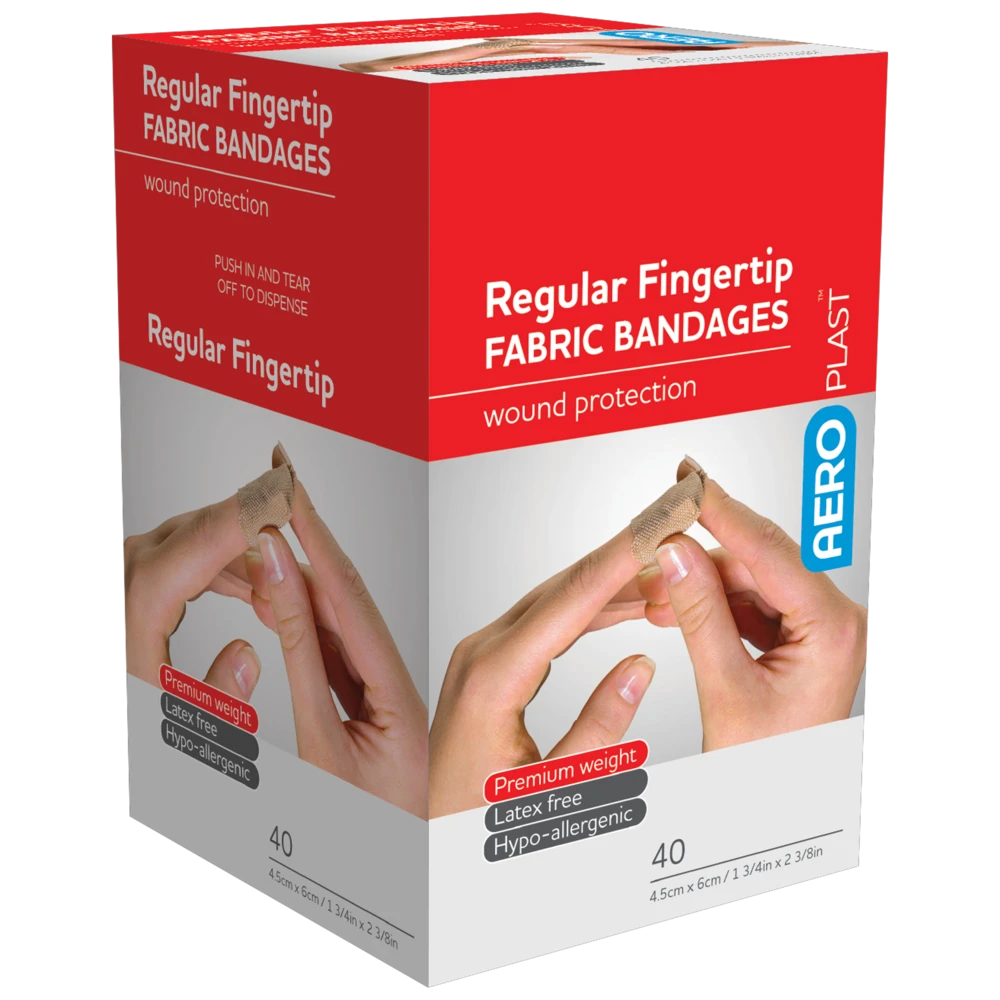 AEROPLAST Premium Fabric Regular Fingertip Dressings 6 x 4.5cm Box/40
