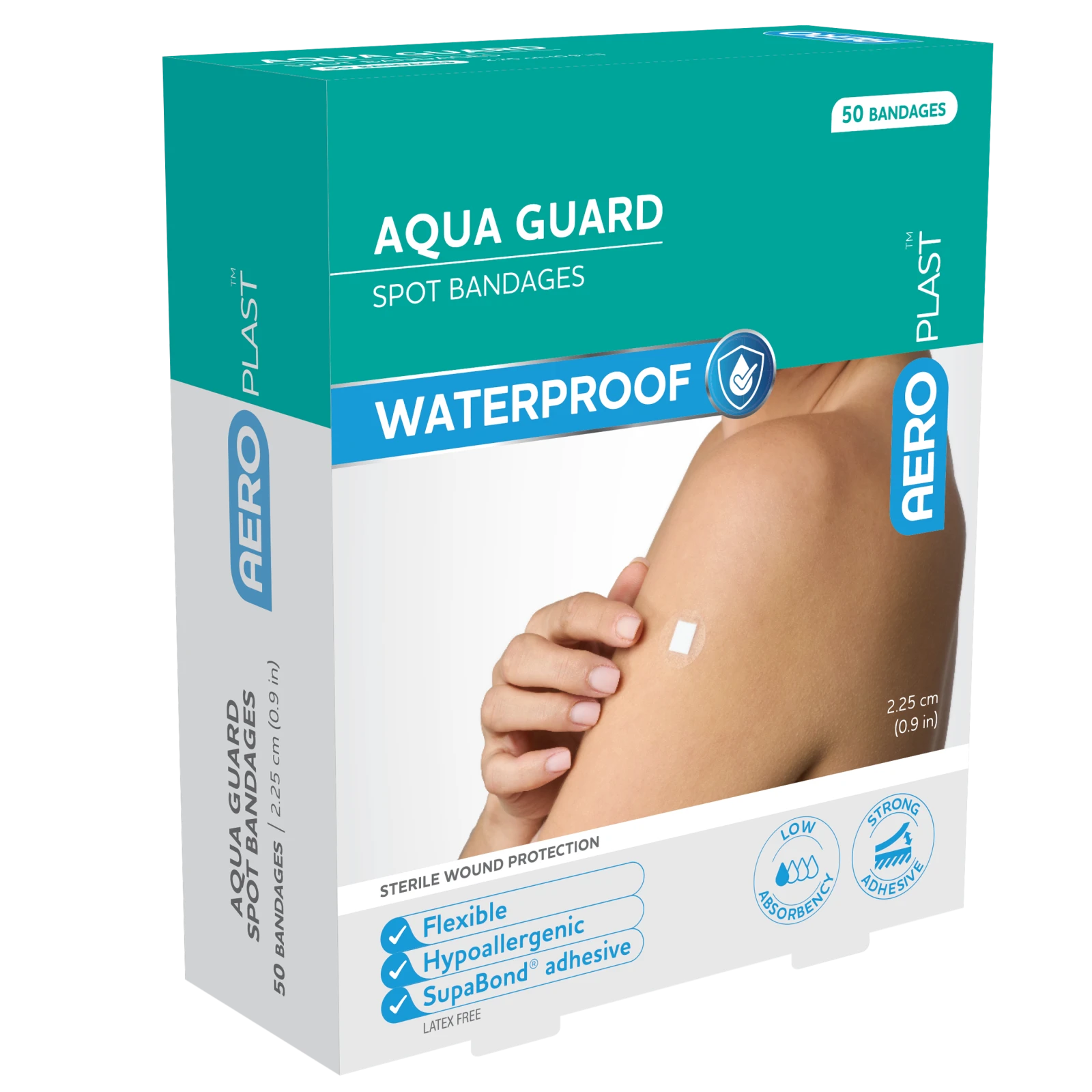 AEROPLAST AquaGuard Spot Dressings Waterproof 2.25 x 2.25cm Box/50