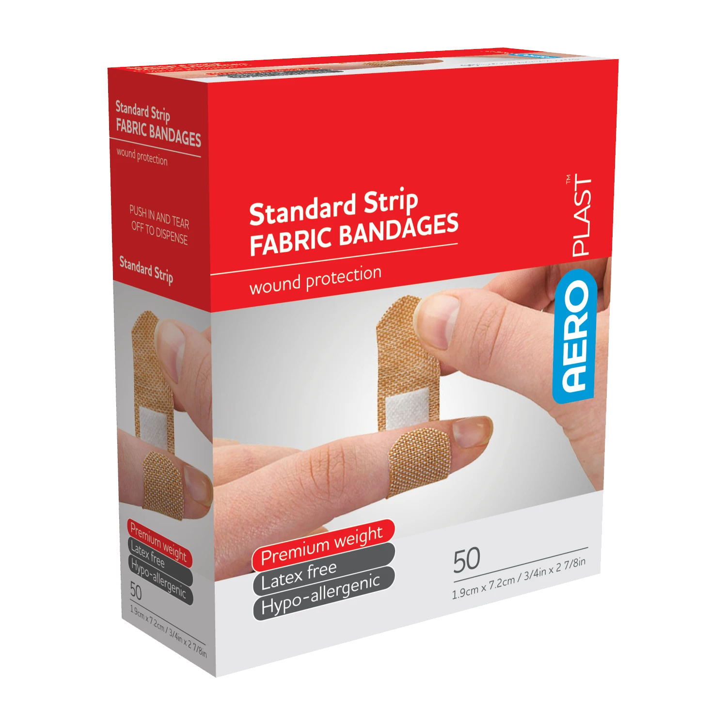 AEROPLAST Premium Fabric Standard Strip 7.2 x 1.9cm Box/50
