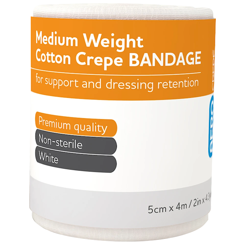 AEROCREPE Medium Cotton Crepe Bandage 5cm x 4M Wrap/12